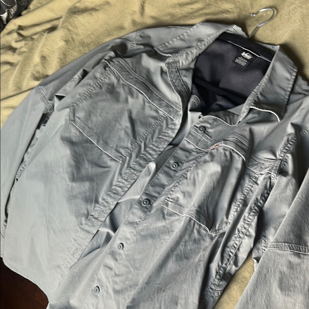 REI army green hiking top
